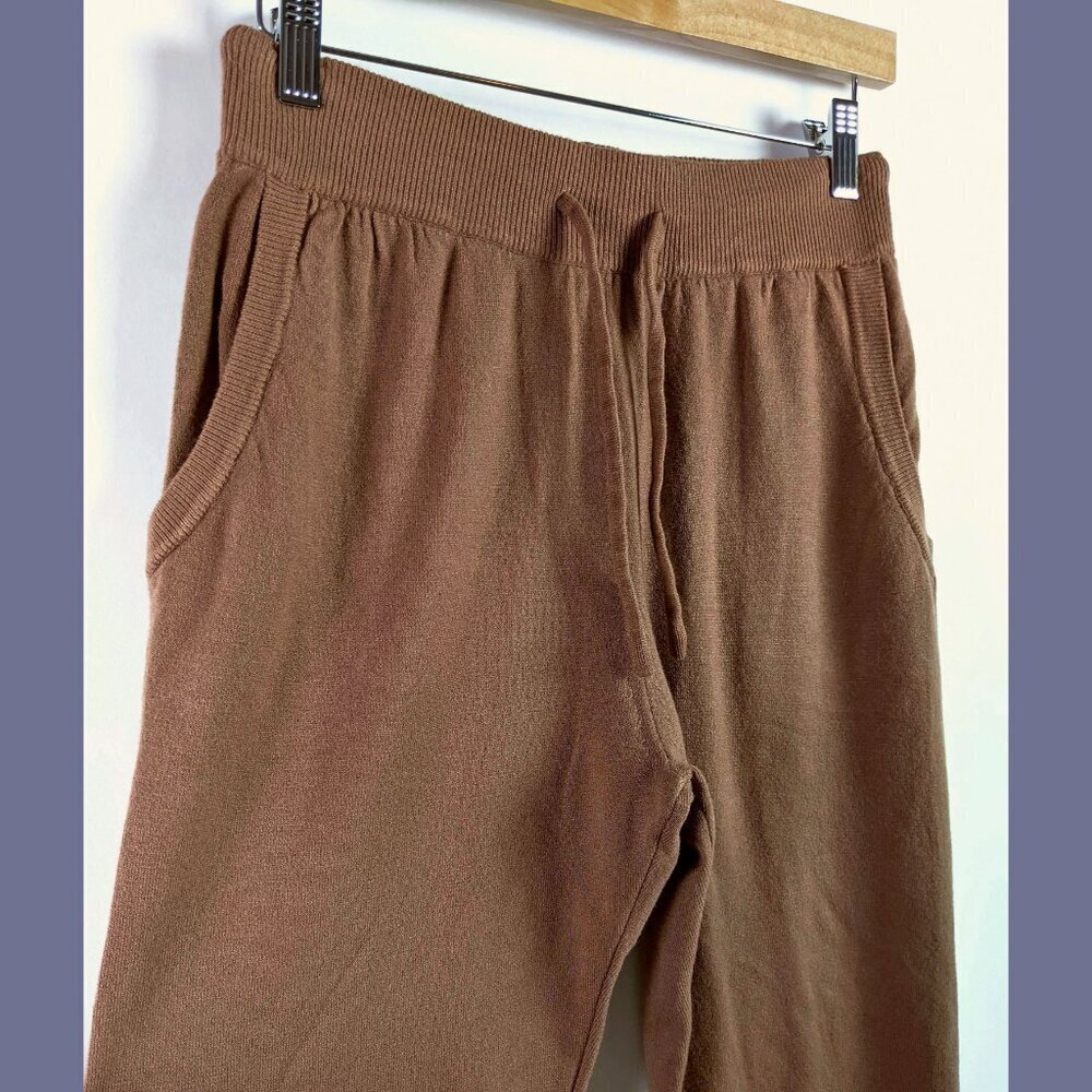 Modern Citizen Womens High Waist Drawstring Knitted Leggings in Brown Tan Size S - Picture 2 of 7